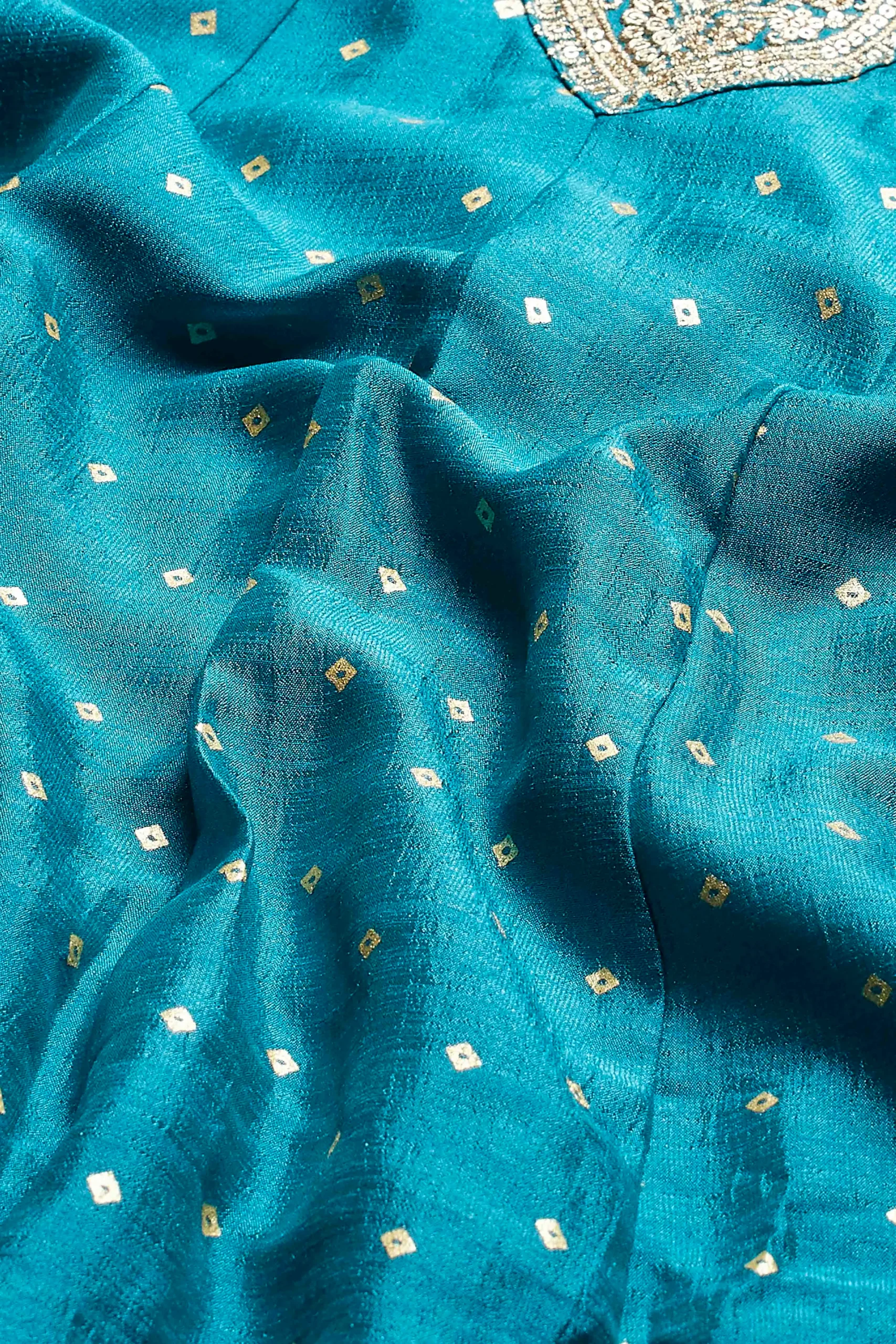 Blue Cotton Yoke Design Kalidar Kurta Set - Image 4